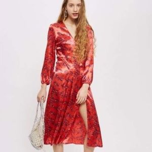 TOPSHOP SATIN MIDI DRESS WITH SPLIT, NEVER WORN WITH TAGS